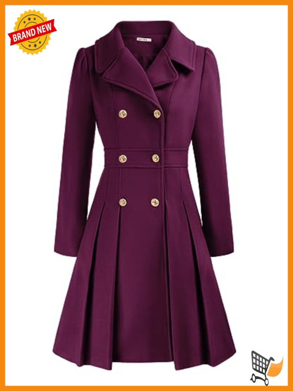 GRACE KARIN Women's Thick A-Line Trench Coat Notch Lapel Double Breasted Pockets